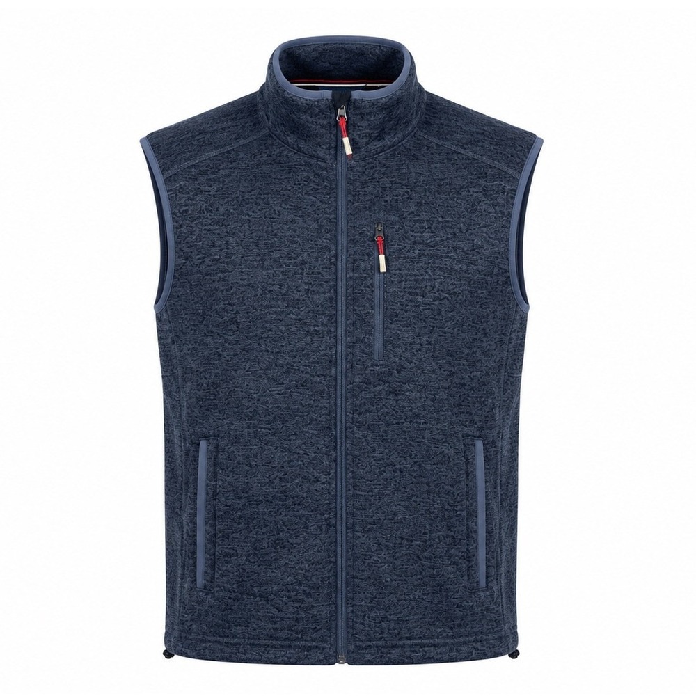 Orvis Fleece Vest Heather Blue Sherpa Lined Full Zip Mock Neck Mens Medium 3Pk
